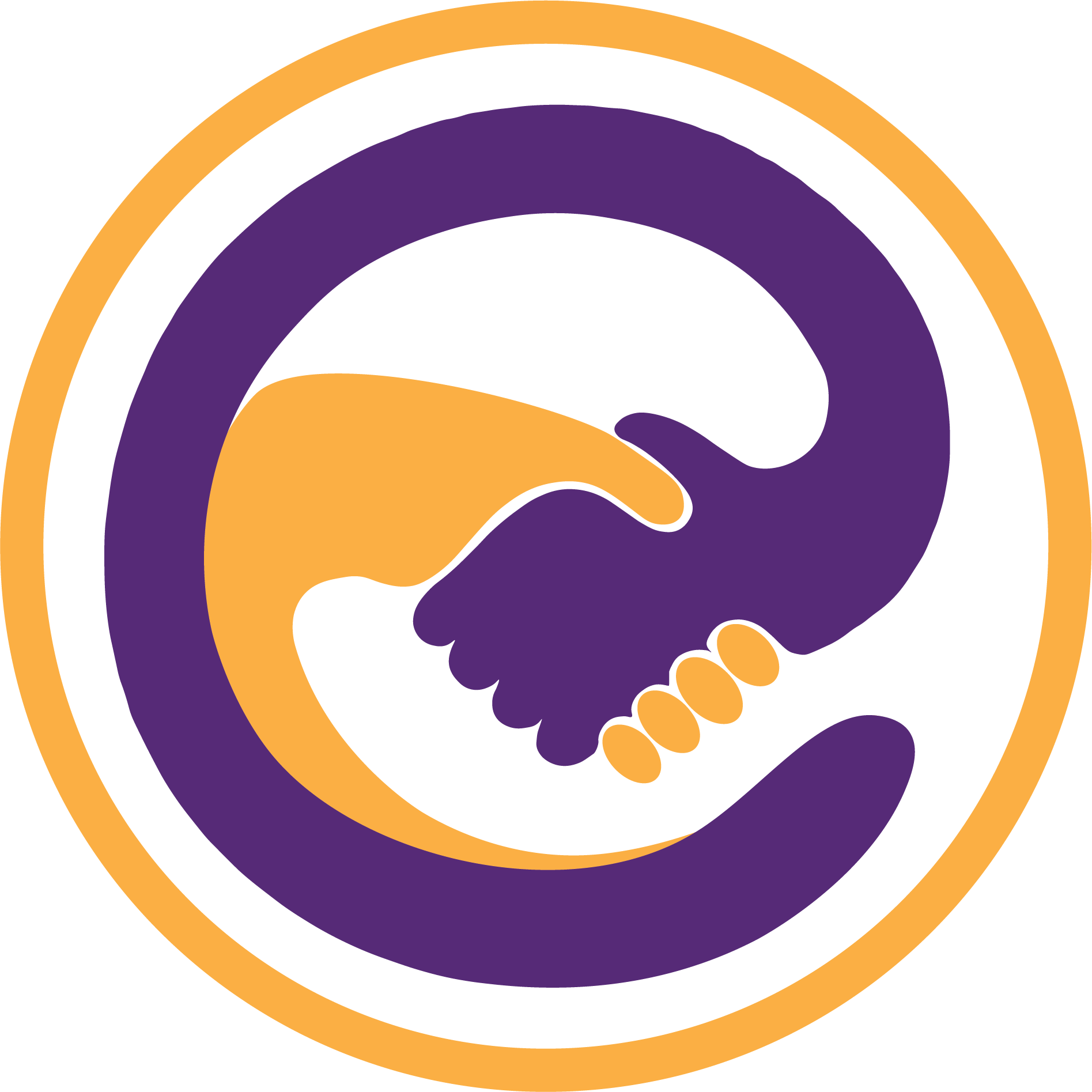 equity arcata logo: orange and purple hands clasped